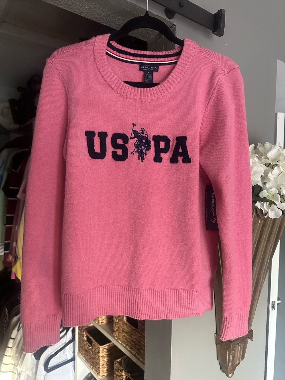 NWT U.S. Polo Assn. Women's Crewneck Sweater in Pink